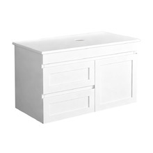 Stefania 900mm Matte White Wall Hung Single Vanity with Stone Countertop